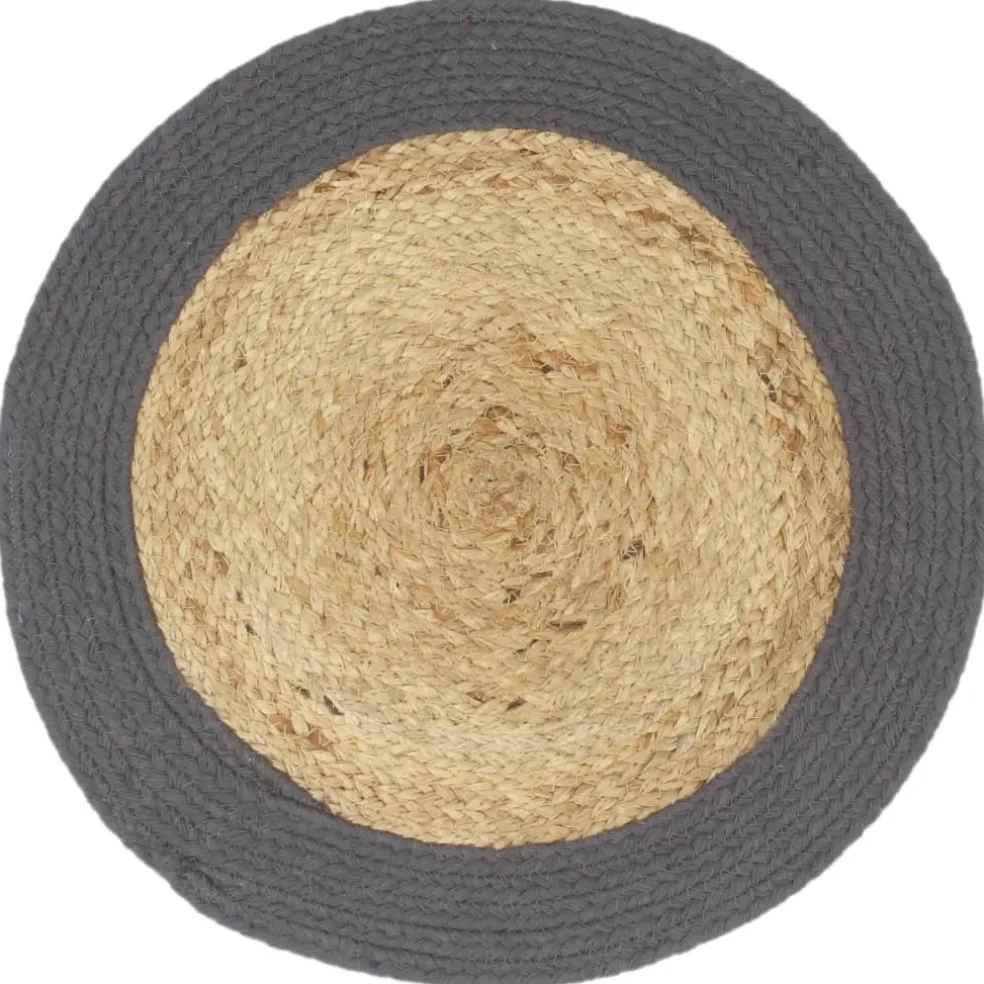vidaXL Placemats 4 st 38 cm jute en katoen natuurlijk en antraciet