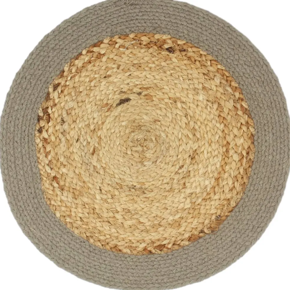 vidaXL Placemats 4 st 38 cm jute en katoen natuurlijk en grijs