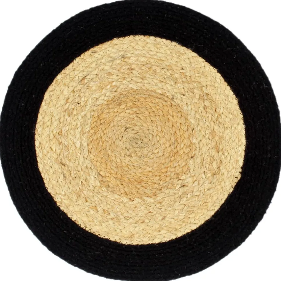 vidaXL Placemats 6 st 38 cm jute en katoen natuurlijk en groen