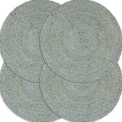vidaXL Placemats 4 st rond 38 cm jute olijfgroen