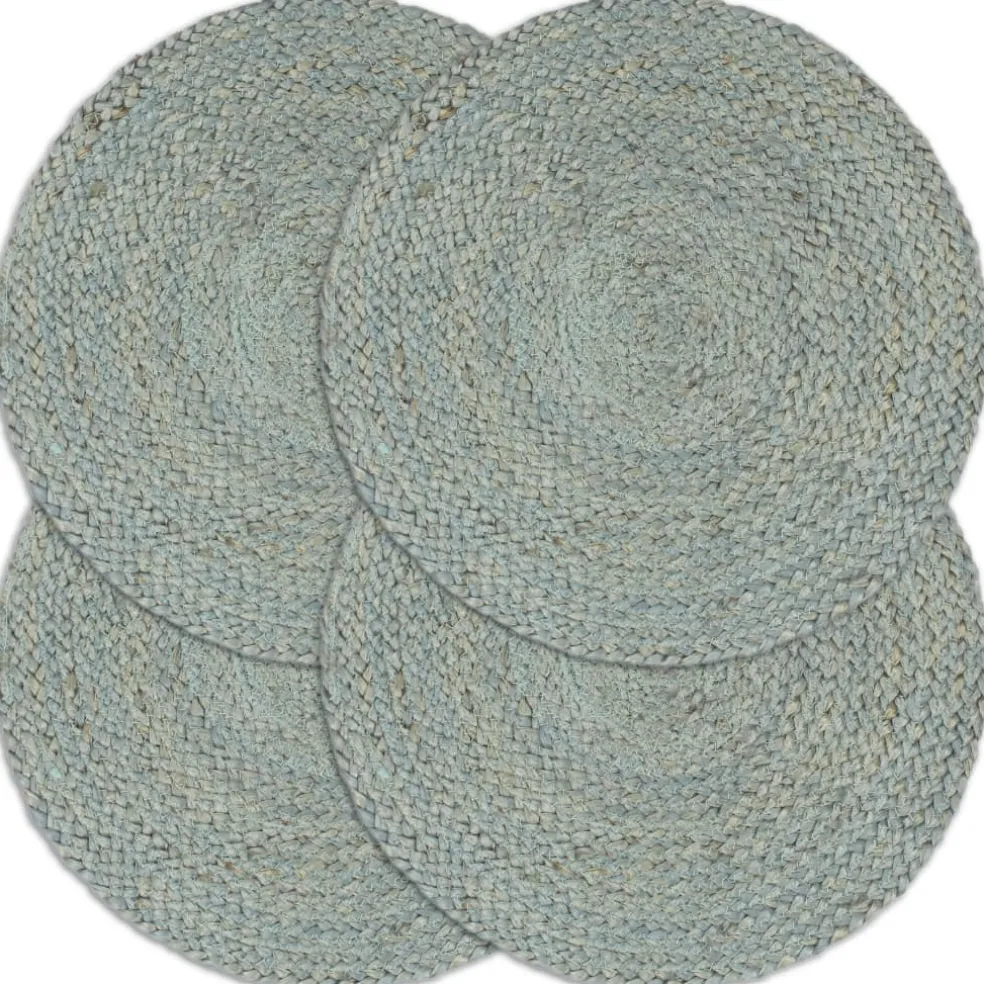 vidaXL Placemats 4 st rond 38 cm jute olijfgroen