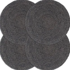 vidaXL Placemats 4 st rond 38 cm jute donkergrijs