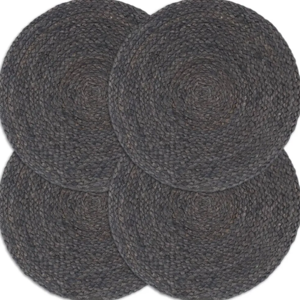 vidaXL Placemats 4 st rond 38 cm jute donkergrijs