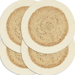 vidaXL Placemats 4 st rond 38 cm jute en katoen natuurlijk