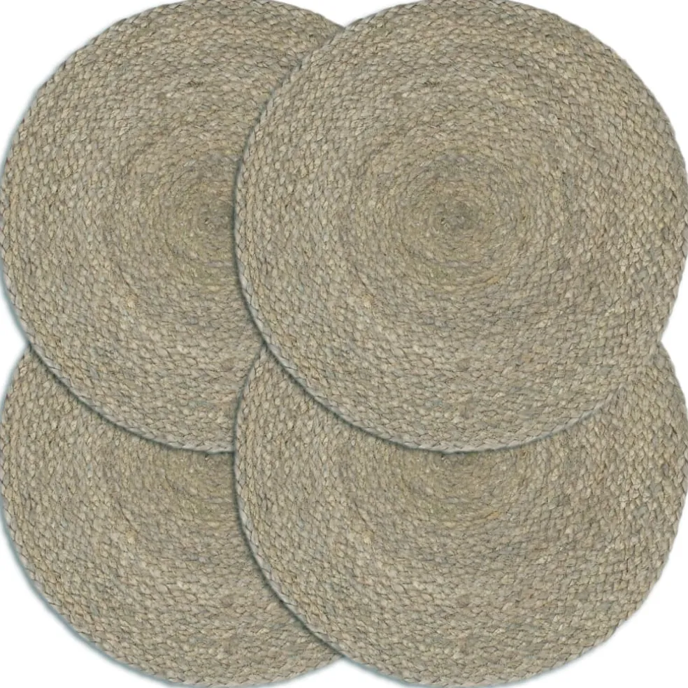 vidaXL Placemats 4 st rond 38 cm jute effen grijs