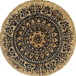 vidaXL Placemats 4 st rond 38 cm jute donkerblauw