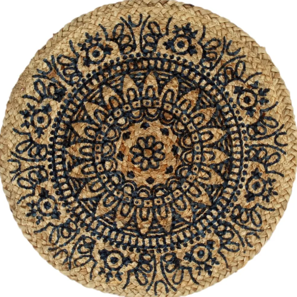 vidaXL Placemats 4 st rond 38 cm jute donkerblauw