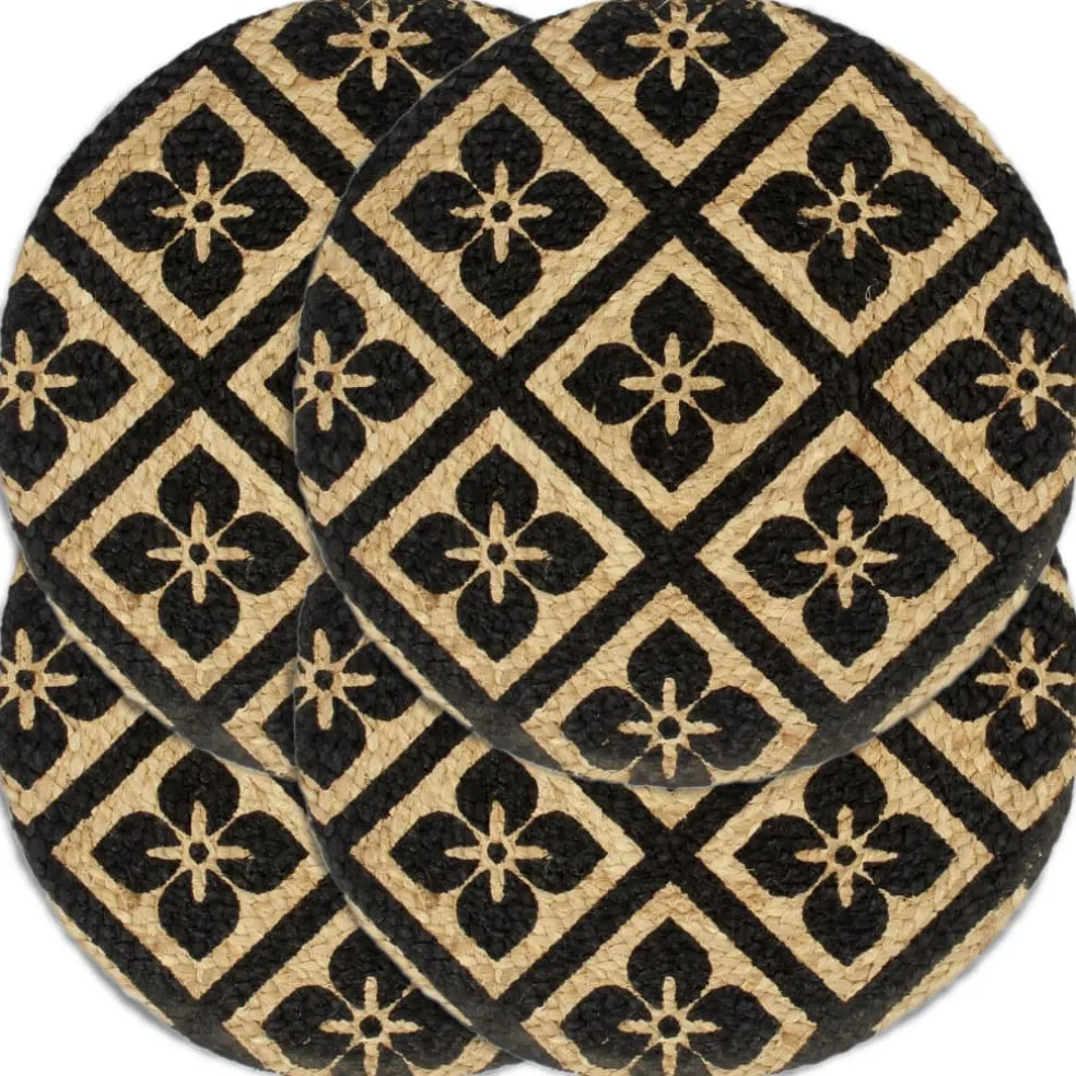 vidaXL Placemats 4 st rond 38 cm jute zwart