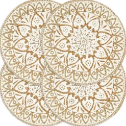 vidaXL Placemats 4 st rond 38 cm jute wit