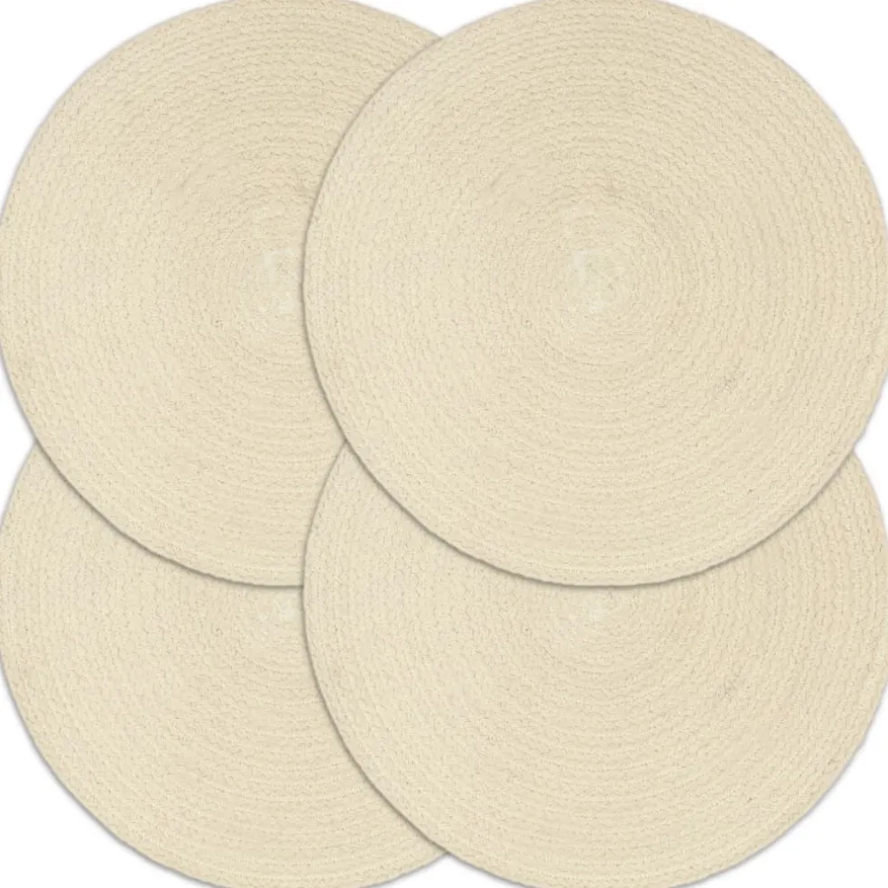 vidaXL Placemats 4 st rond 38 cm katoen natuurlijk