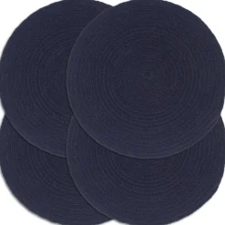 vidaXL Placemats 4 st rond 38 cm katoen effen marineblauw