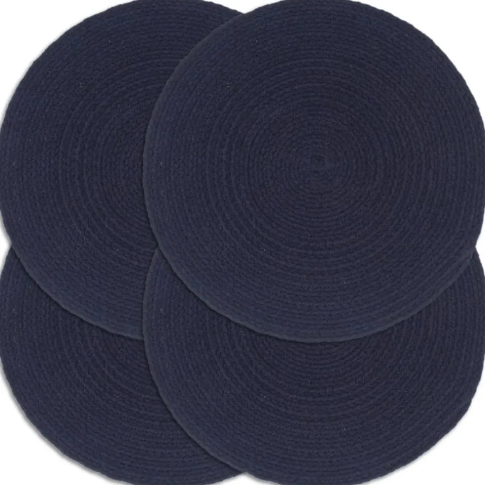 vidaXL Placemats 4 st rond 38 cm katoen effen marineblauw