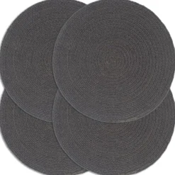 vidaXL Placemats 4 st rond 38 cm katoen effen donkergrijs