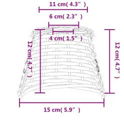 vidaXL Plafondlampenkap Ø15x12 cm wicker bruin