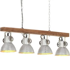 vidaXL Plafondlamp industrieel E27 mangohout zilverkleurig