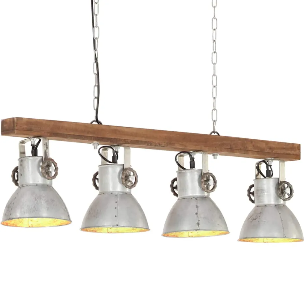 vidaXL Plafondlamp industrieel E27 mangohout zilverkleurig