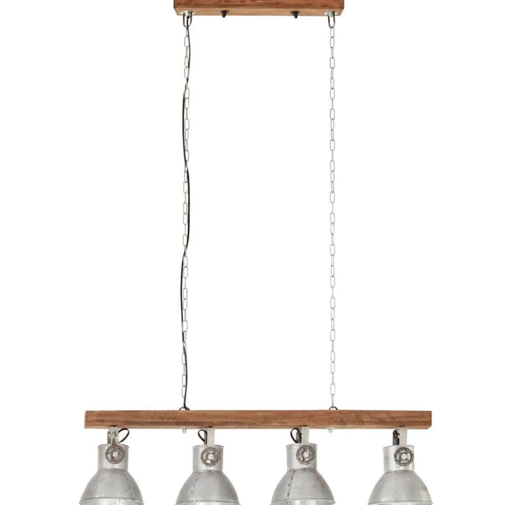 vidaXL Plafondlamp industrieel E27 mangohout zilverkleurig