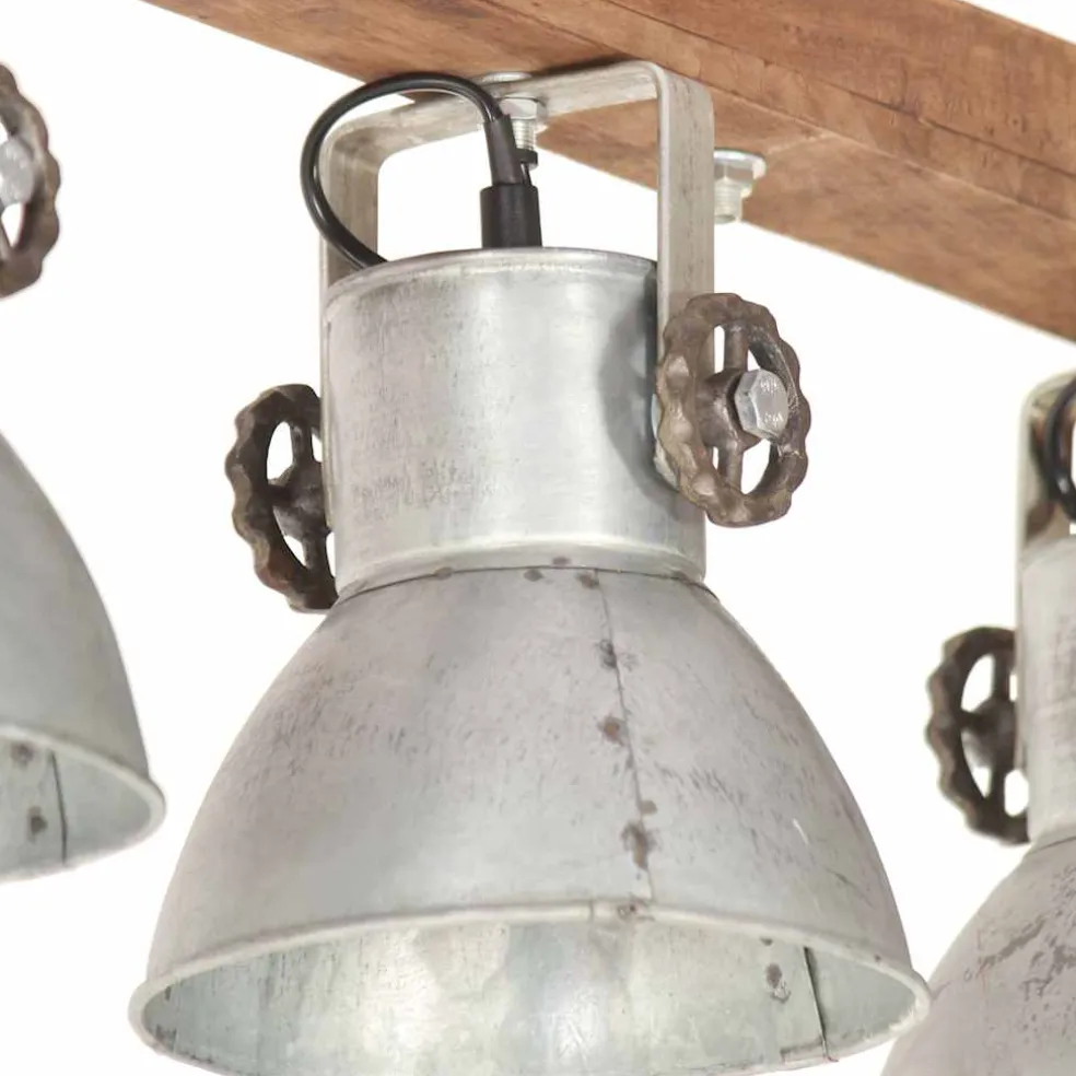 vidaXL Plafondlamp industrieel E27 mangohout zilverkleurig