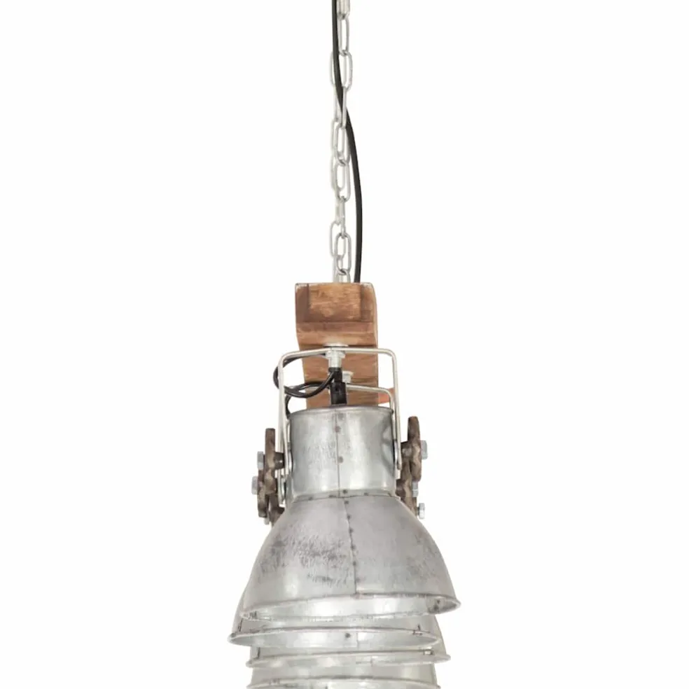 vidaXL Plafondlamp industrieel E27 mangohout zilverkleurig