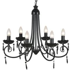 vidaXL Plafondlamp kroonluchter 6 lampjes zwart