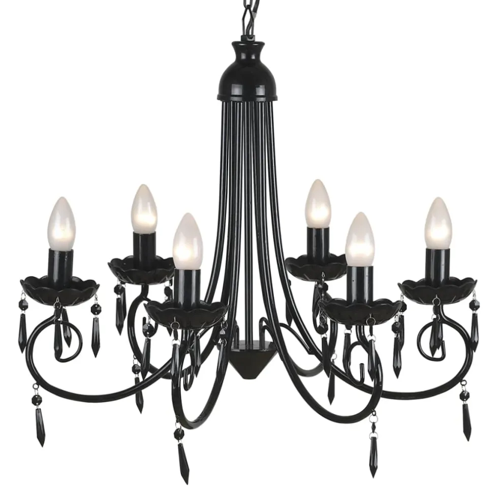 vidaXL Plafondlamp kroonluchter 6 lampjes zwart