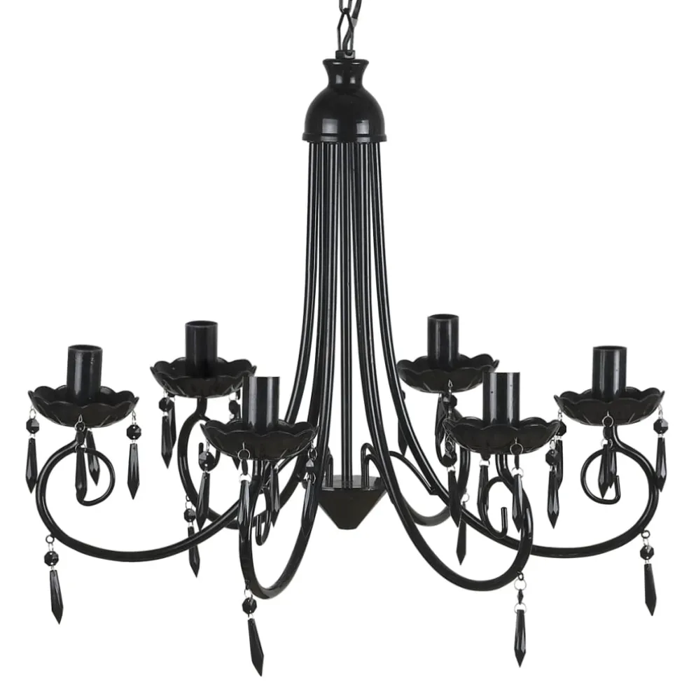 vidaXL Plafondlamp kroonluchter 6 lampjes zwart