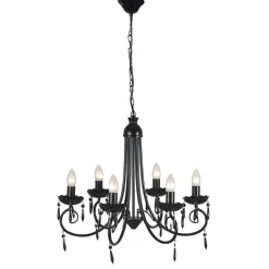 vidaXL Plafondlamp kroonluchter 6 lampjes zwart