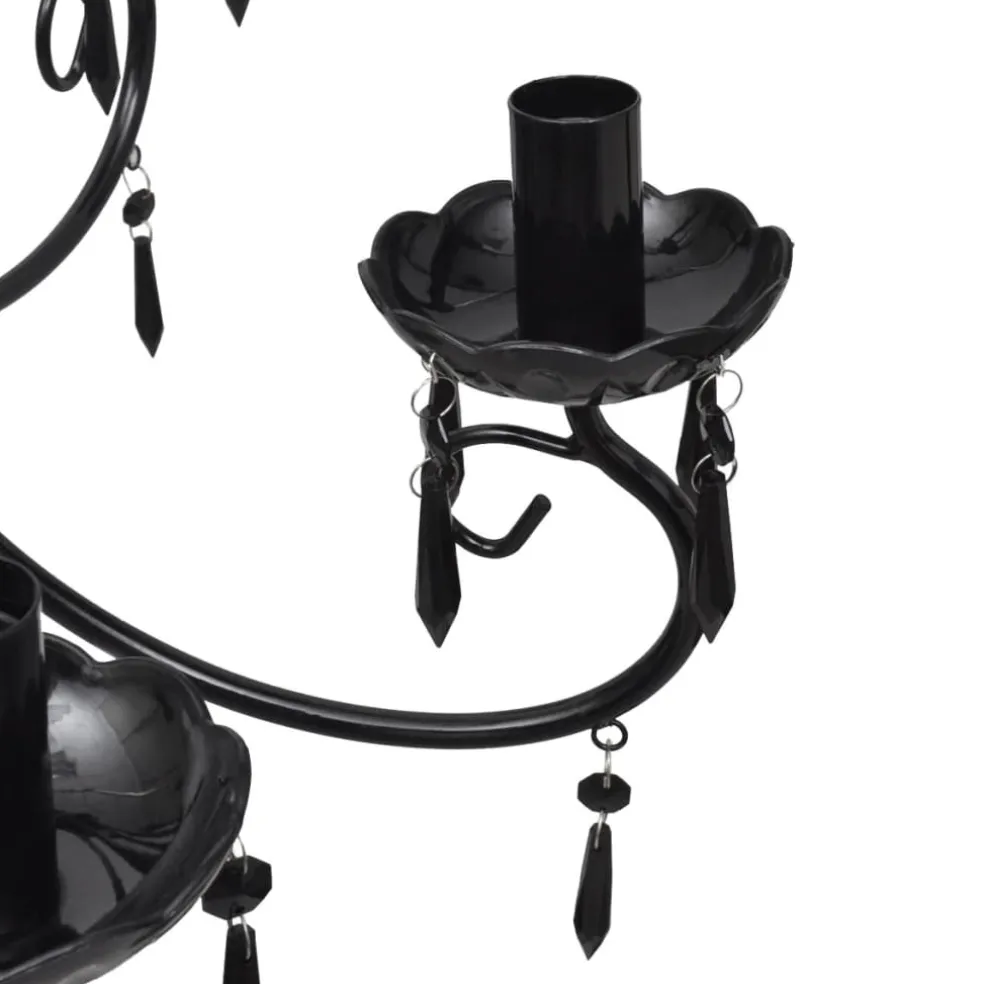 vidaXL Plafondlamp kroonluchter 6 lampjes zwart