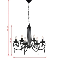 vidaXL Plafondlamp kroonluchter 6 lampjes zwart