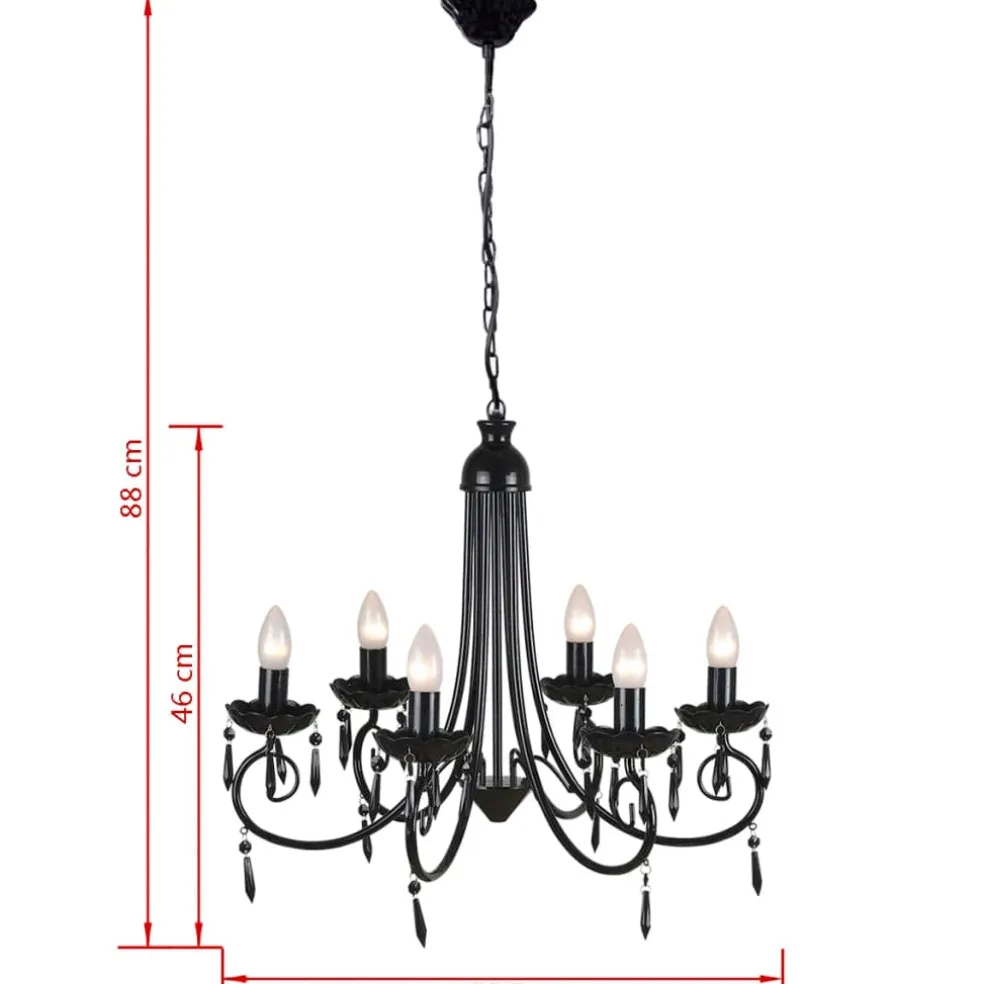 vidaXL Plafondlamp kroonluchter 6 lampjes zwart