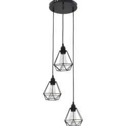 vidaXL Plafondlamp met diamantvorm 3xE27 zwart