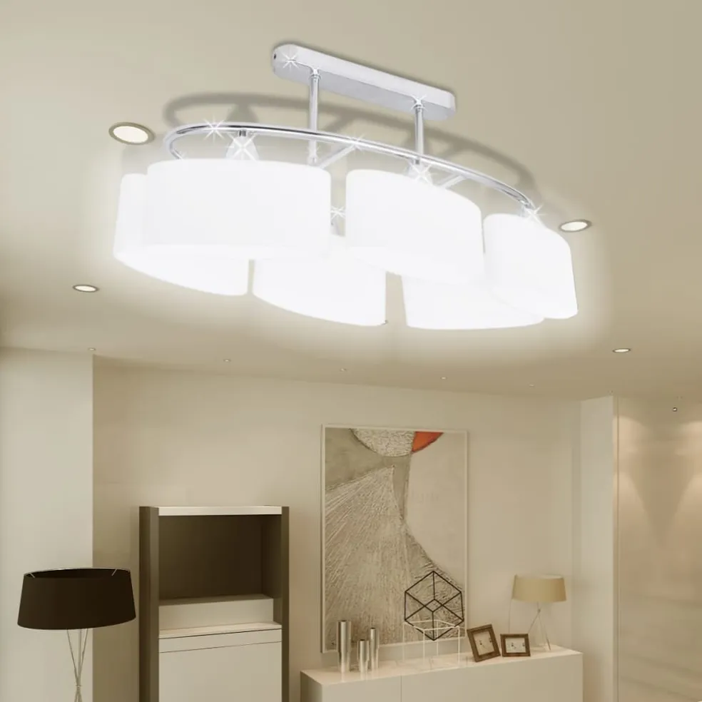 vidaXL Plafondlamp met ellipsvormige glazen kappen 4 st E14