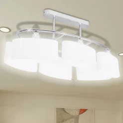 vidaXL Plafondlamp met ellipsvormige glazen kappen 4 st E14