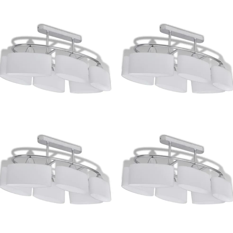 vidaXL Plafondlamp met ellipsvormige glazen kappen 4 st E14