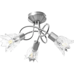 vidaXL Plafondlamp met glazen tulpvormige kappen 3xE14 transparant