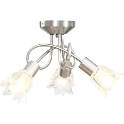 vidaXL Plafondlamp met glazen tulpvormige kappen 3xE14 transparant