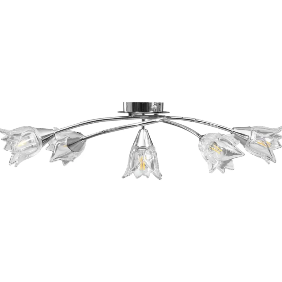 vidaXL Plafondlamp met glazen tulpvormige kappen 5xE14 transparant
