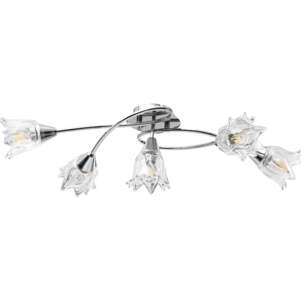 vidaXL Plafondlamp met glazen tulpvormige kappen 5xE14 transparant