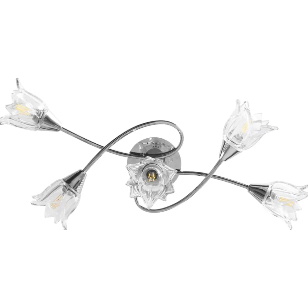 vidaXL Plafondlamp met glazen tulpvormige kappen 5xE14 transparant