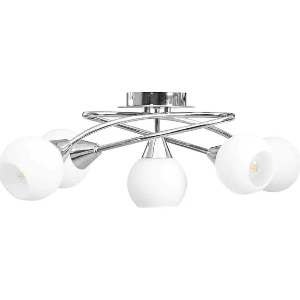 vidaXL Plafondlamp met keramieken bolvormige kappen voor 5xE14 wit