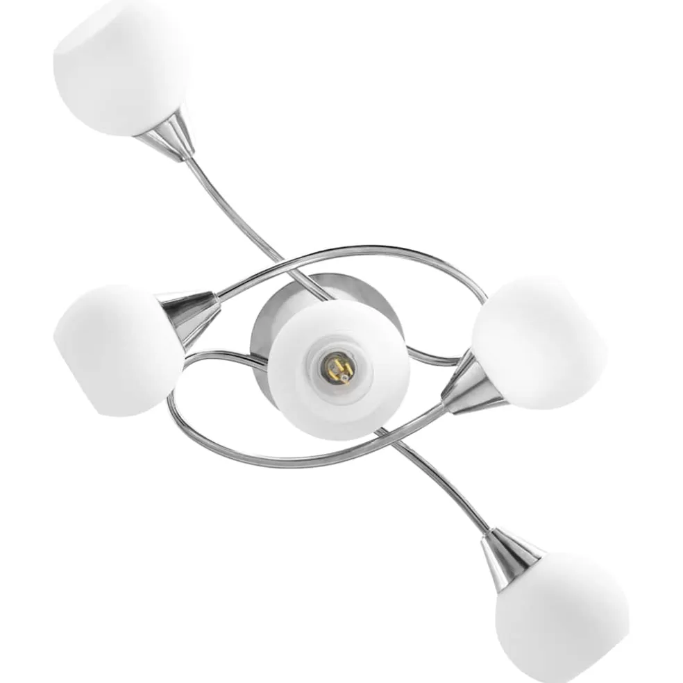 vidaXL Plafondlamp met keramieken bolvormige kappen voor 5xE14 wit
