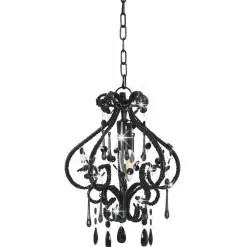 vidaXL Plafondlamp met kralen rond E14 zwart