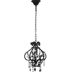 vidaXL Plafondlamp met kralen rond E14 zwart