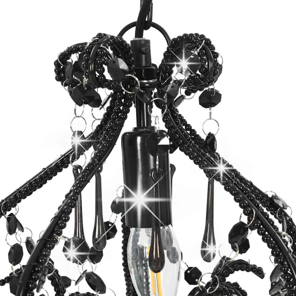 vidaXL Plafondlamp met kralen rond E14 zwart