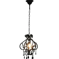 vidaXL Plafondlamp met kralen rond E14 zwart