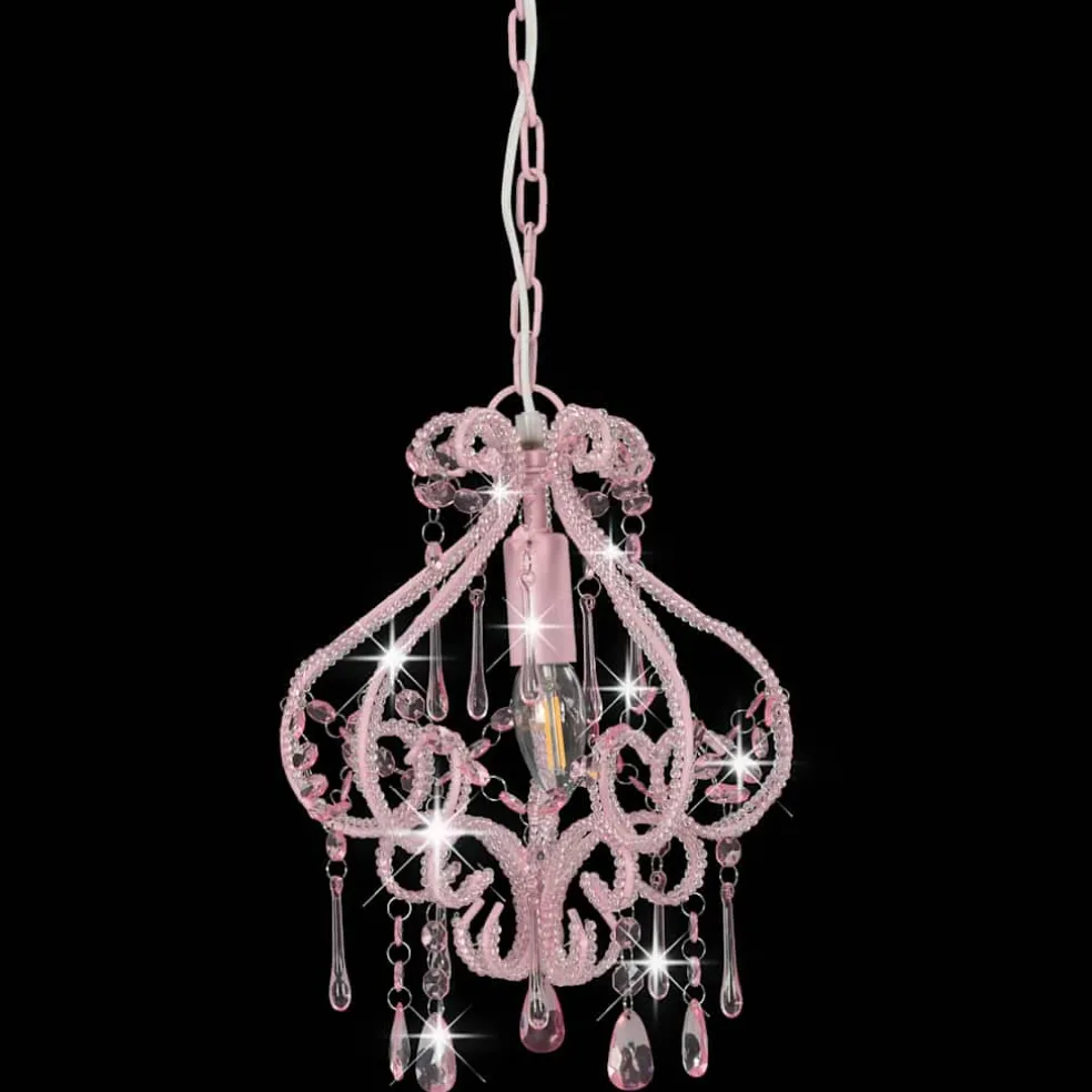 vidaXL Plafondlamp met kralen rond E14 roze