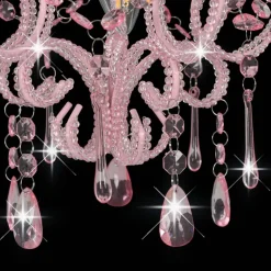 vidaXL Plafondlamp met kralen rond E14 roze