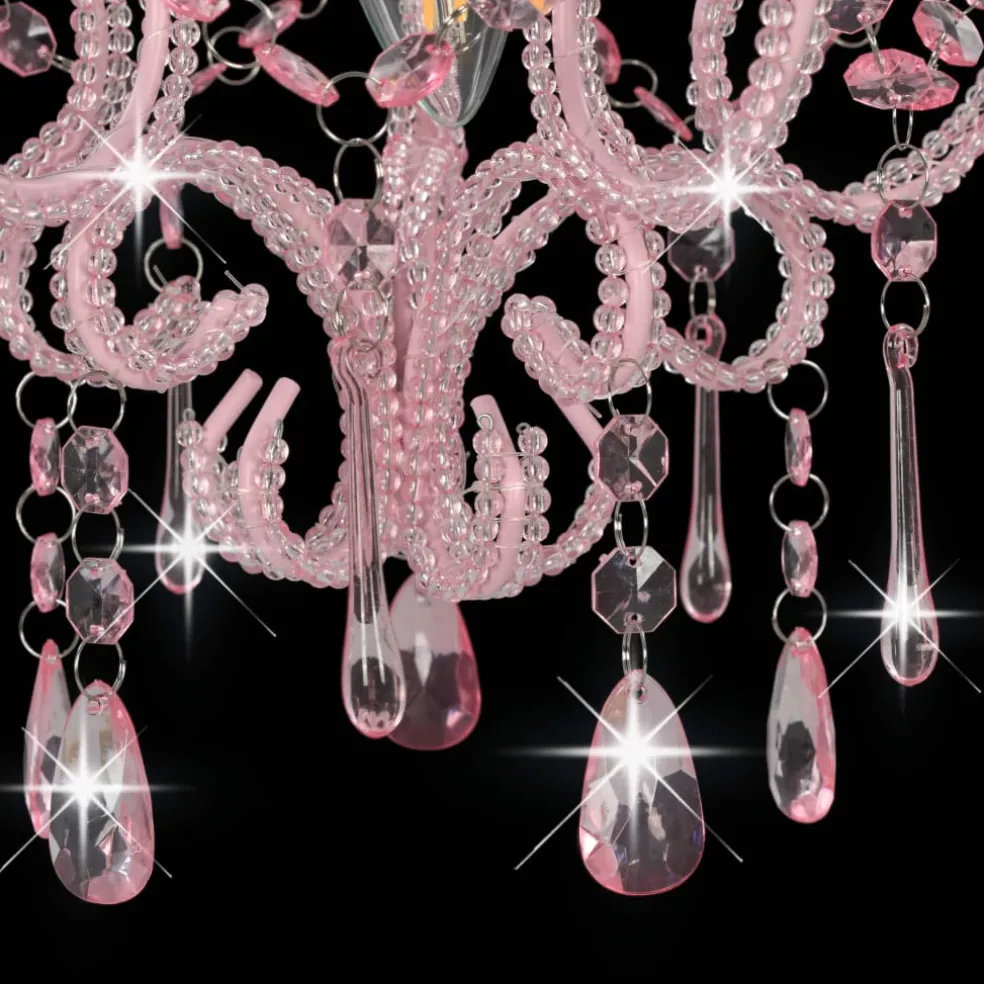 vidaXL Plafondlamp met kralen rond E14 roze