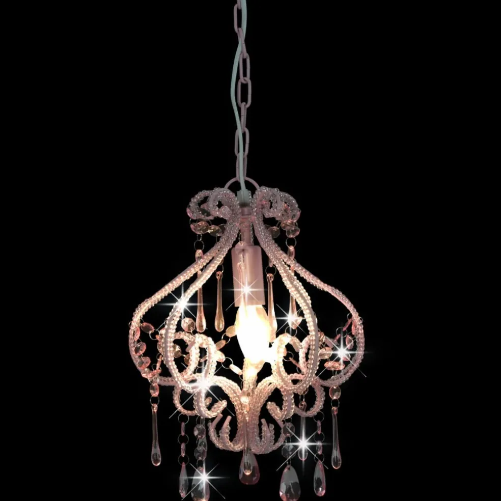 vidaXL Plafondlamp met kralen rond E14 roze