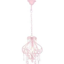 vidaXL Plafondlamp met kralen rond E14 roze
